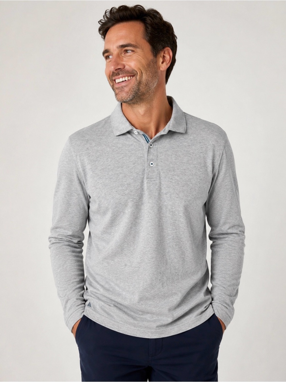 UNTUCKit Damaschino Polo Men’s L Gray Supima Cotton Long Sleeve